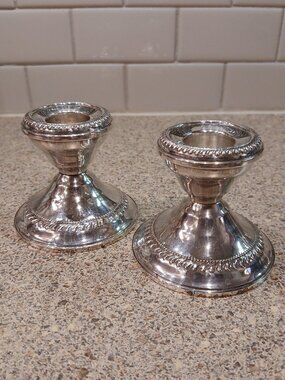 Pair of F.B. Rogers Silver Company Console Candleholders - Weighted Silverplate